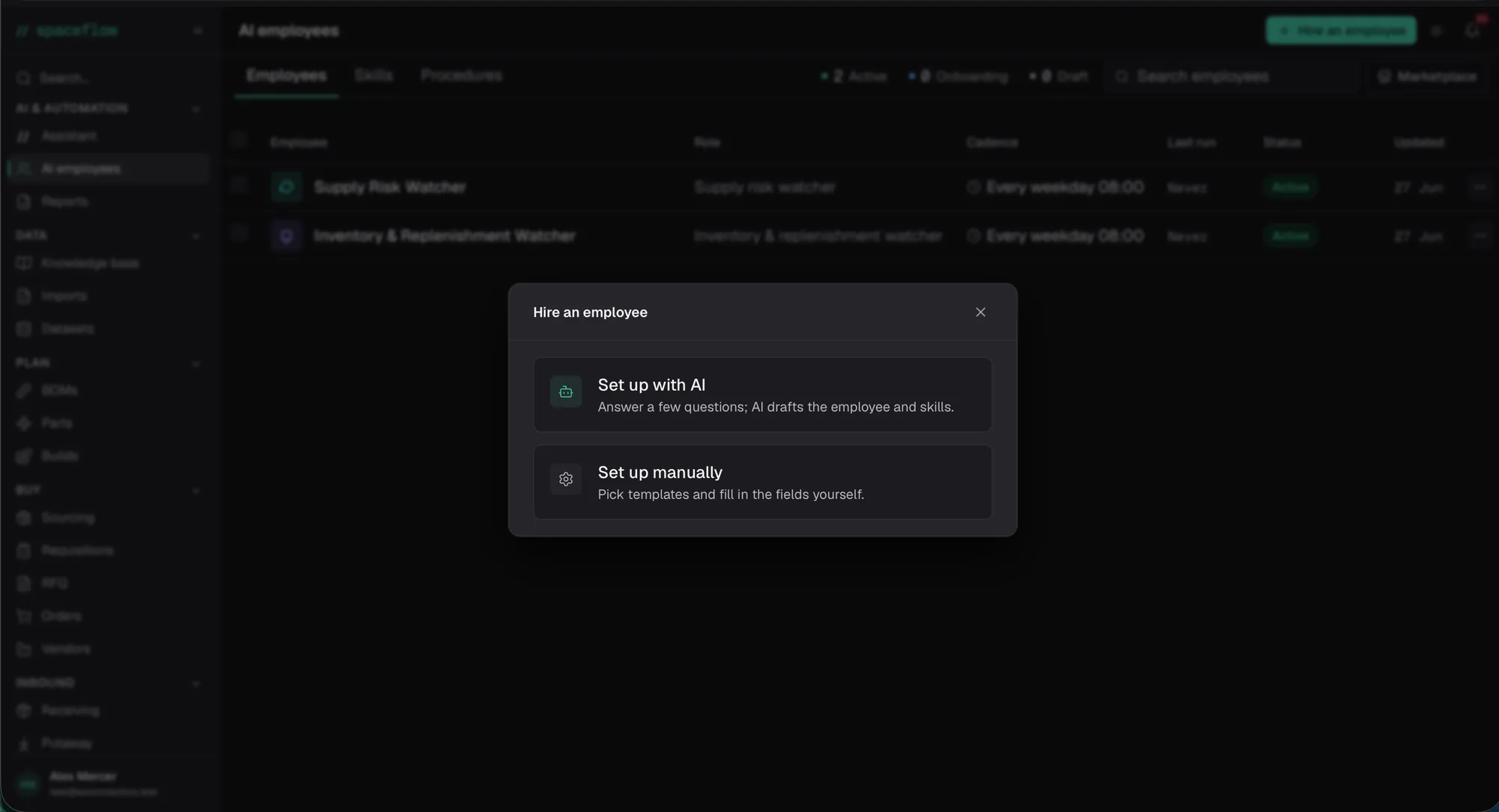 Spaceflow AI employees: configurable agents that learn the company's workflows and build their own skills